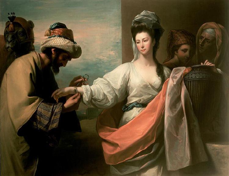 Benjamin West Isaac's servant trying the bracelet on Rebecca's arm Sweden oil painting art
